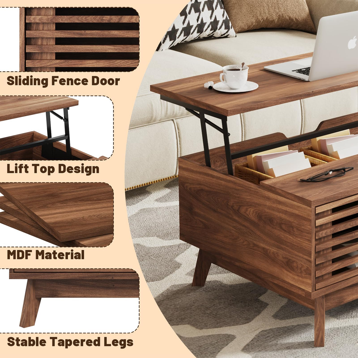 Lift Top Coffee Table with Storage
