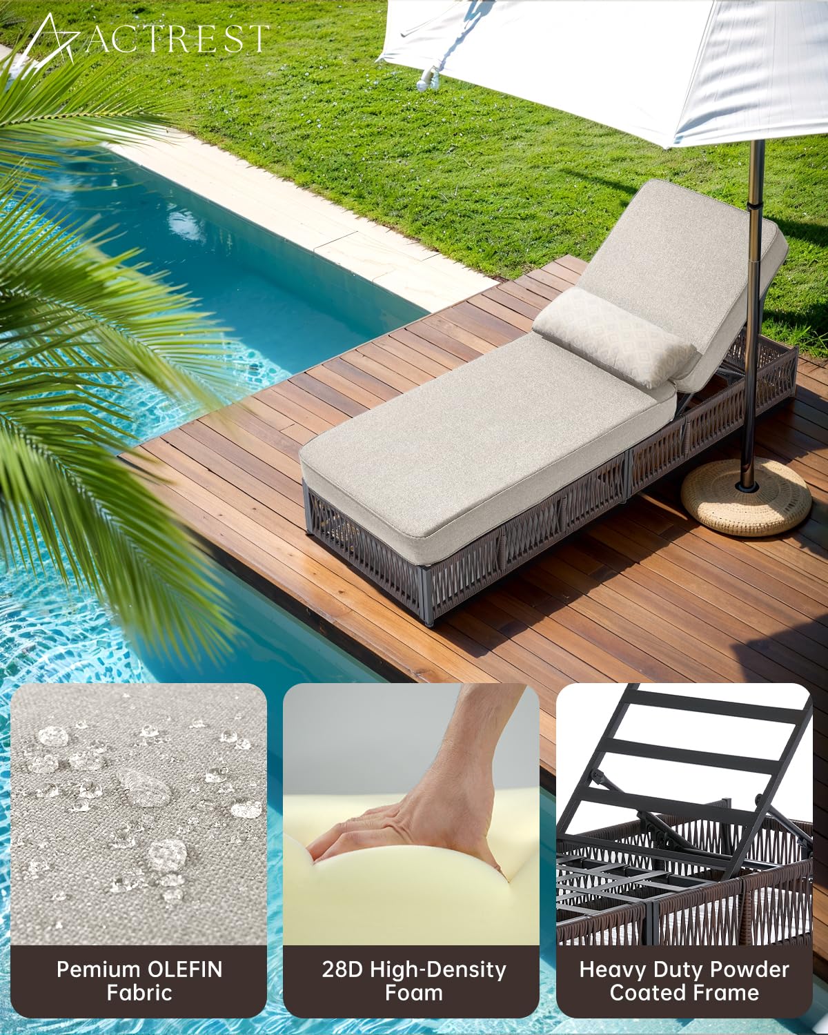 Outdoor Chaise Lounges Set of 2 with Cushions