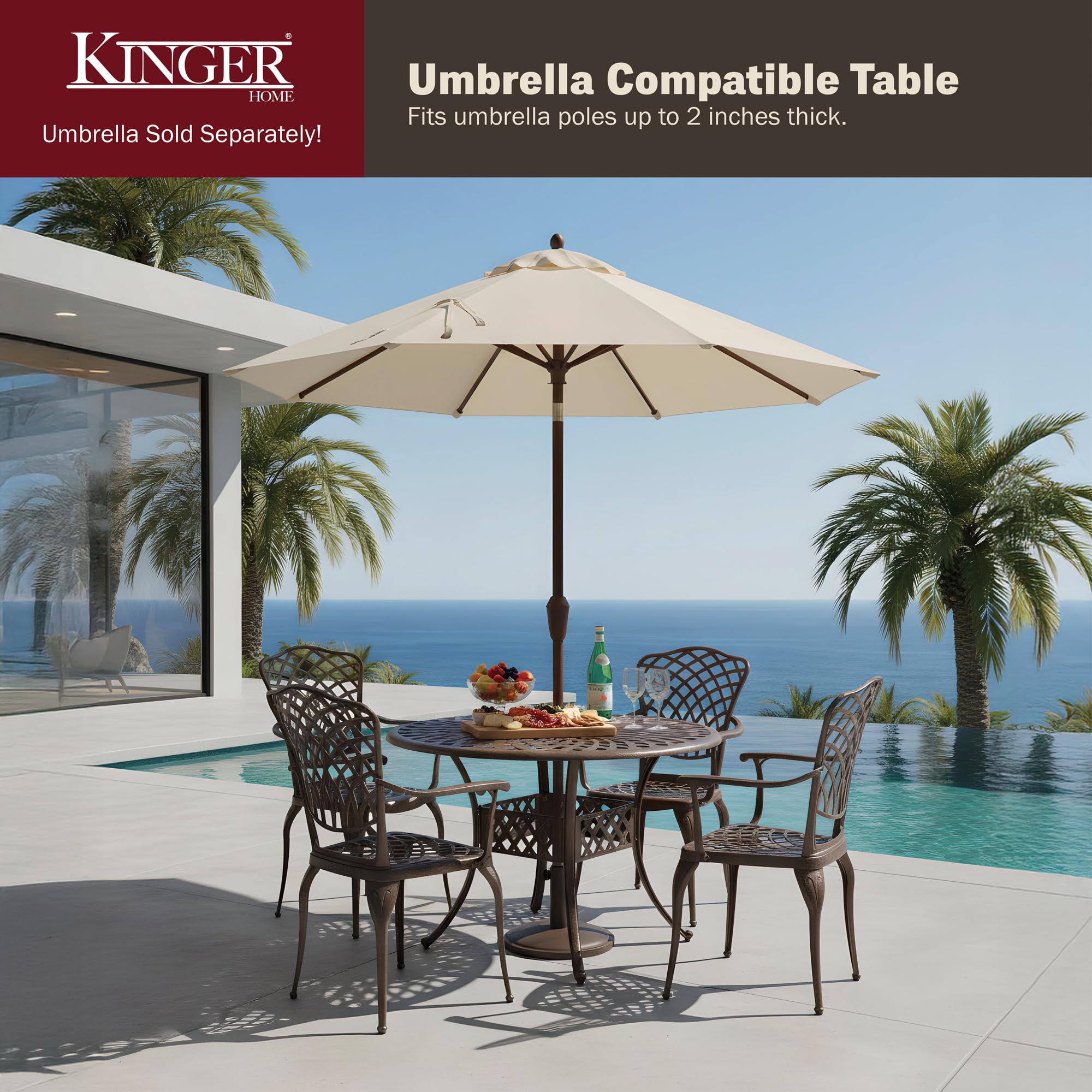 5-Piece Outdoor Dining Set Cast Aluminum