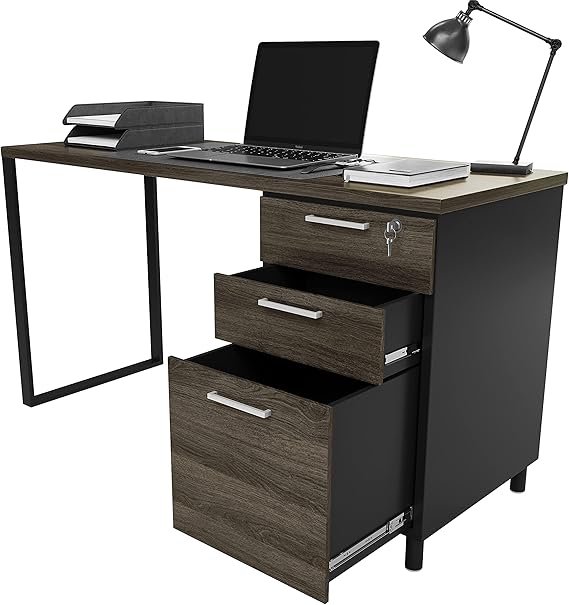 Milano Office Computer Desk with 3 Locking Drawers
