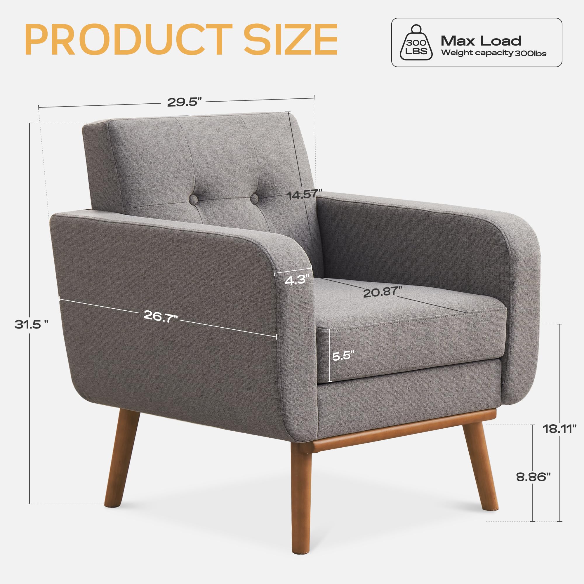 Button Tufted Living Room Set - 3 Piece Upholstered Sofa Collection