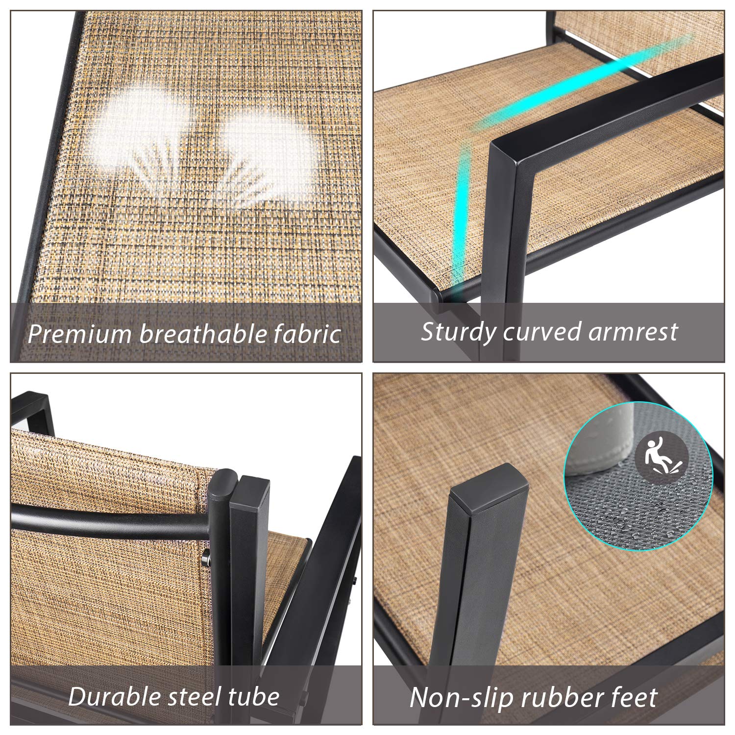 4-Piece Patio Furniture Set with Glass Coffee Table