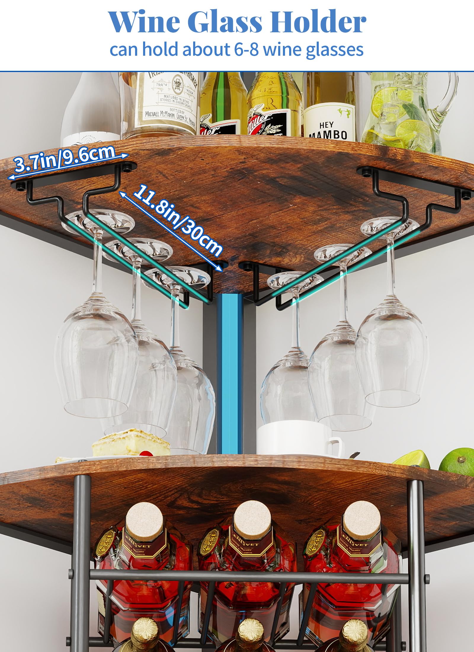 6-Tier Corner Wine Rack with LED Lights