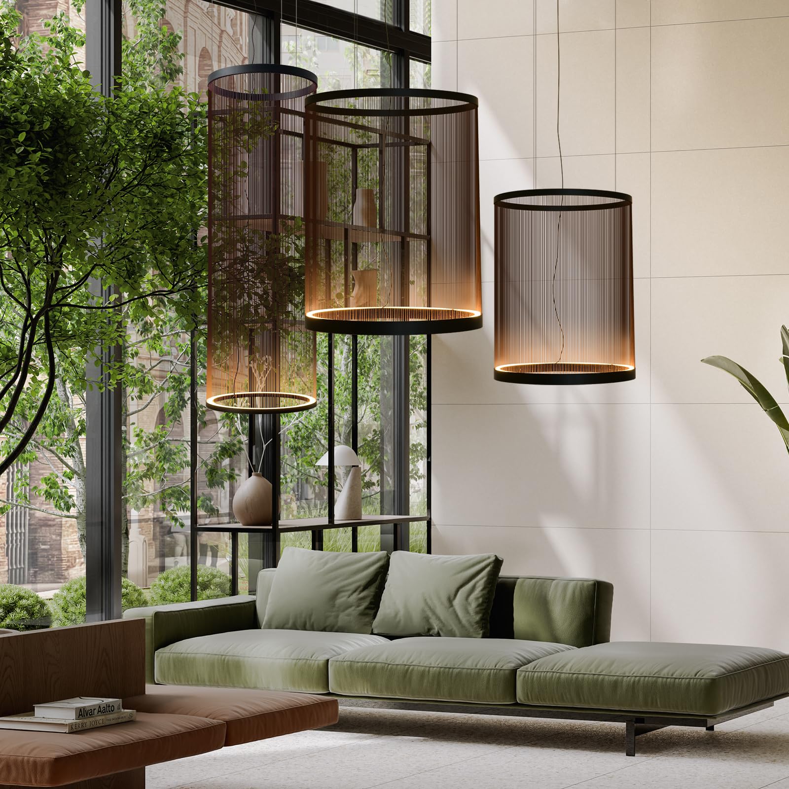 Large Boho Pendant Light - Dimmable LED Hand Woven Fixture