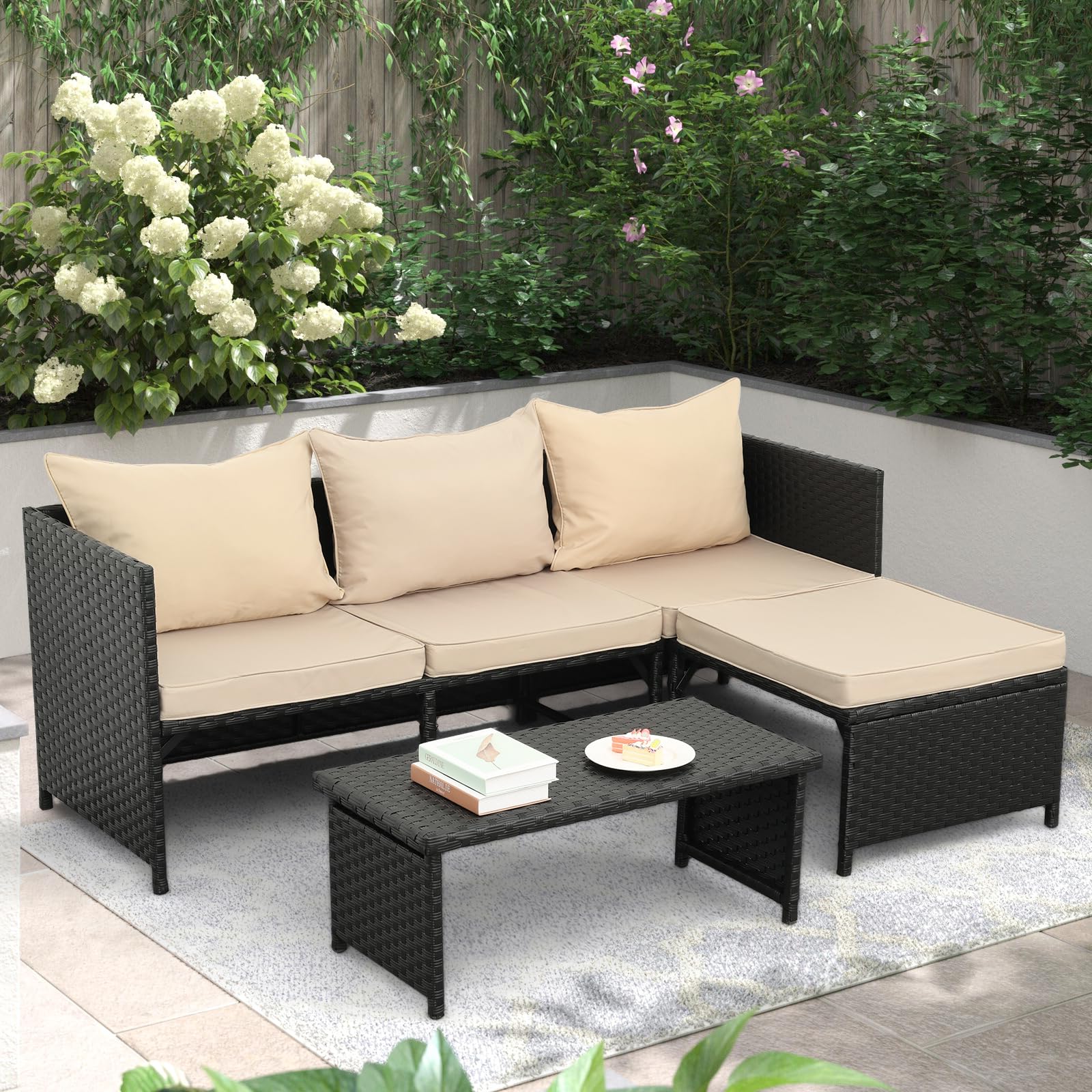 3-Piece Outdoor Patio Furniture Set with Cushions