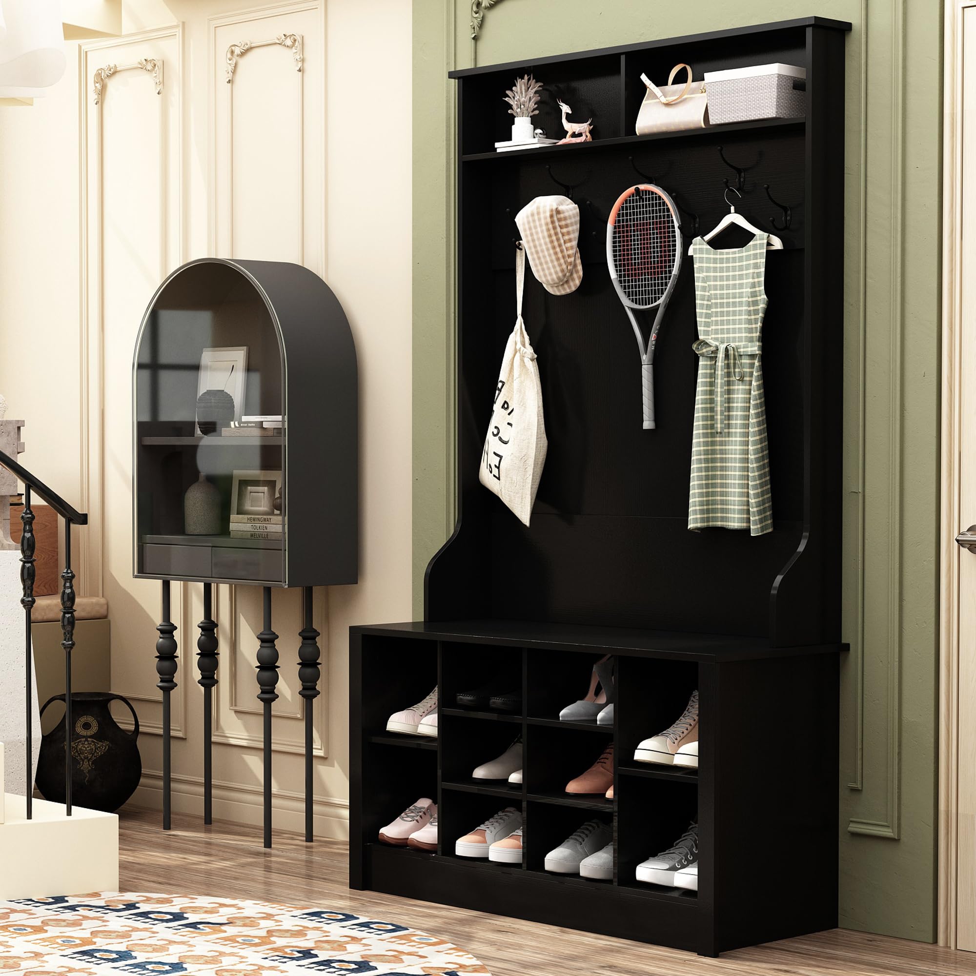 Modern Hall Tree with Storage Bench and Coat Rack