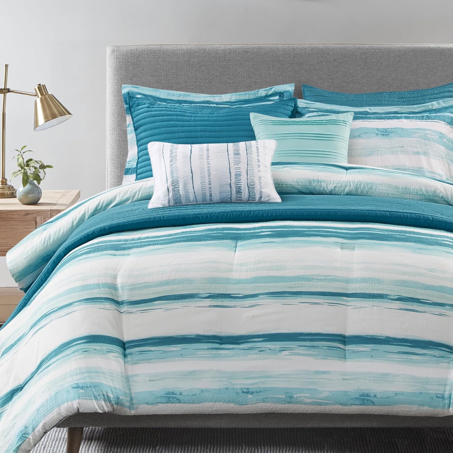 Seersucker Comforter and Coverlet Set King 8 Piece