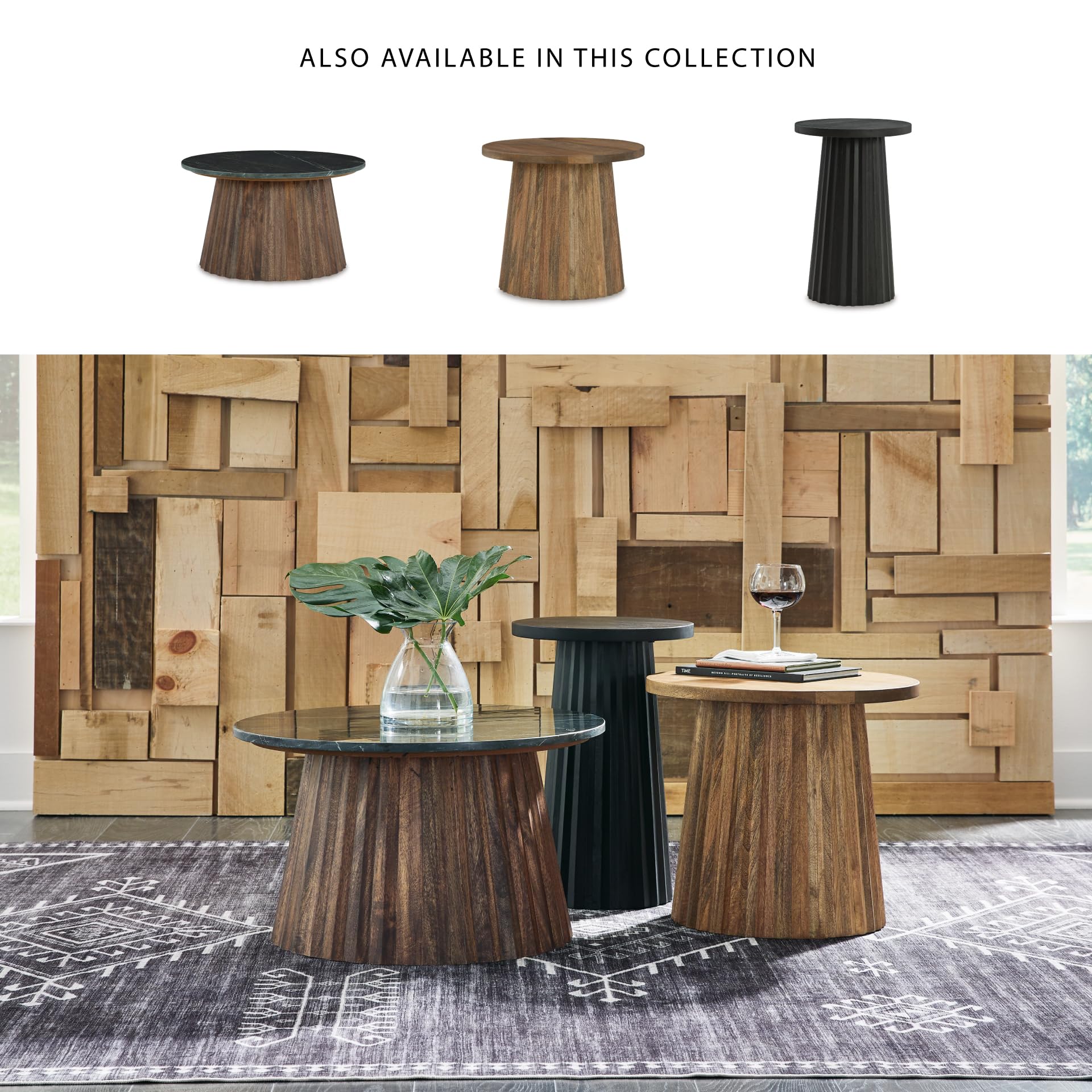Modern Fluted Base Accent Table