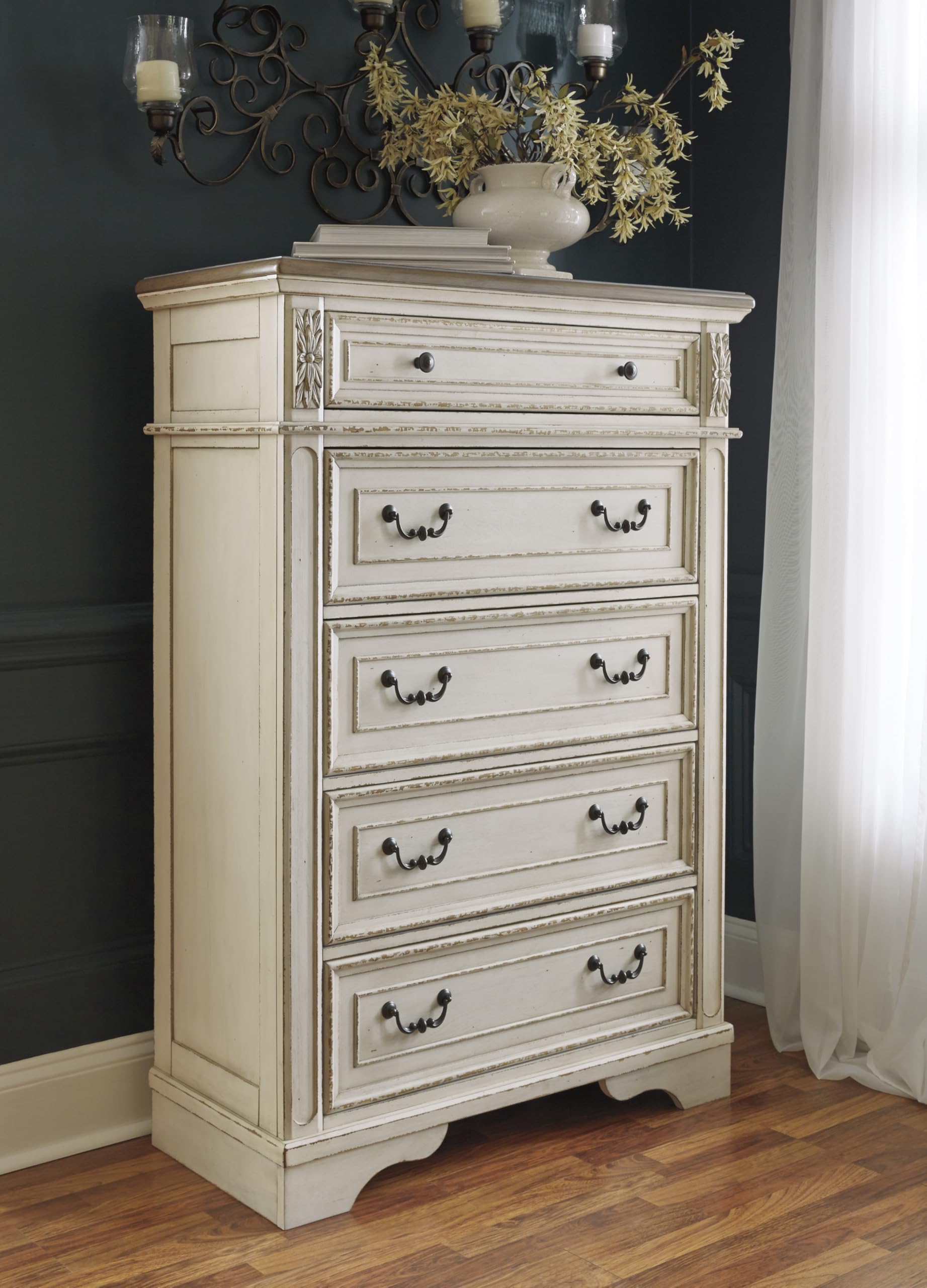 5-Drawer Chest Chipped White