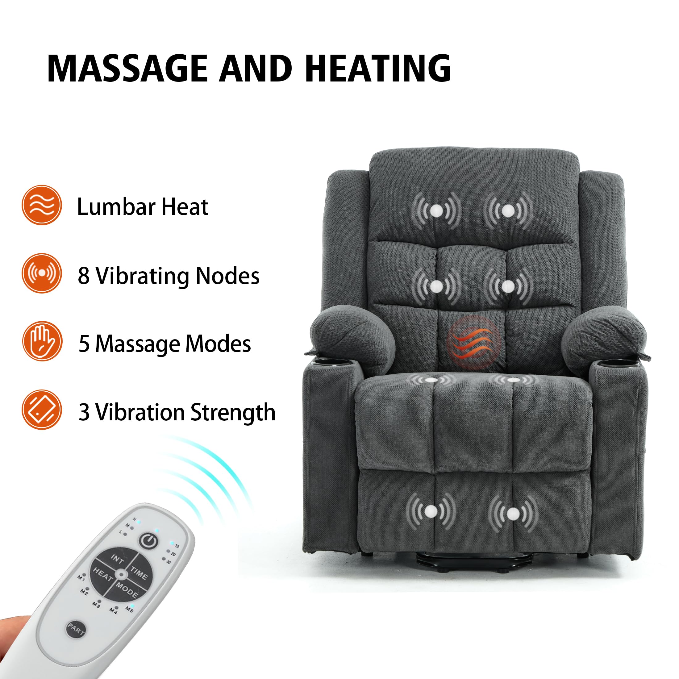 Electric Power Lift Recliner Chair with Massage and Heat