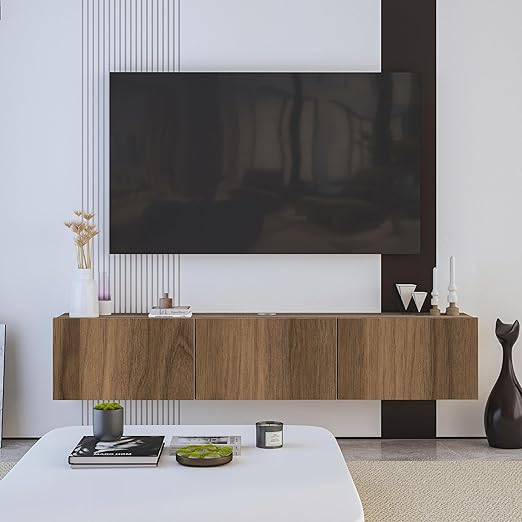Modern Floating TV Stand White 63 Inch