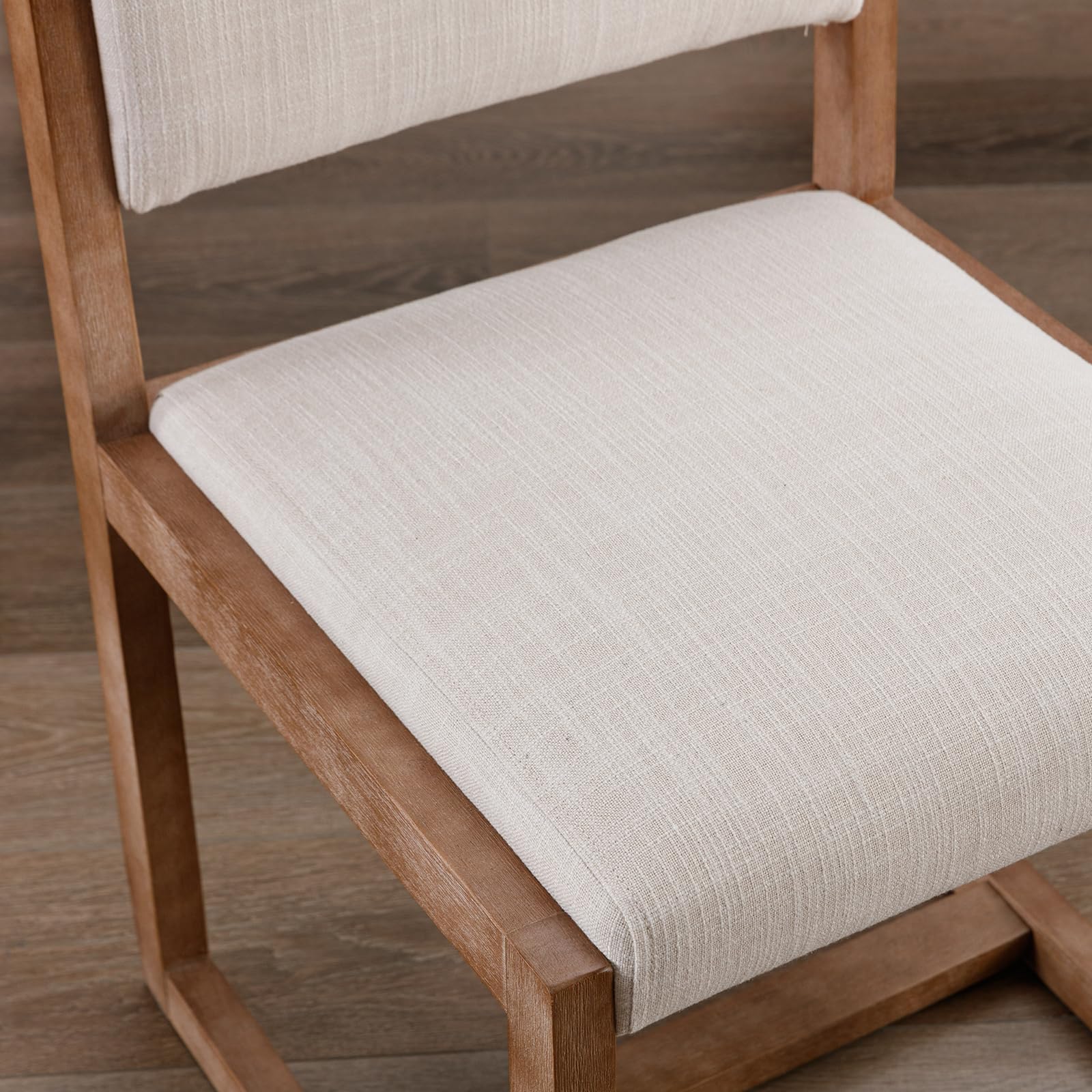 Upholstered Dining Chairs Set of 4 - Mid-Century Modern Linen Fabric