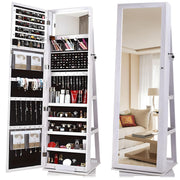 360° Swivel Jewelry Mirror Cabinet Full Length Standing Organizer Armoire