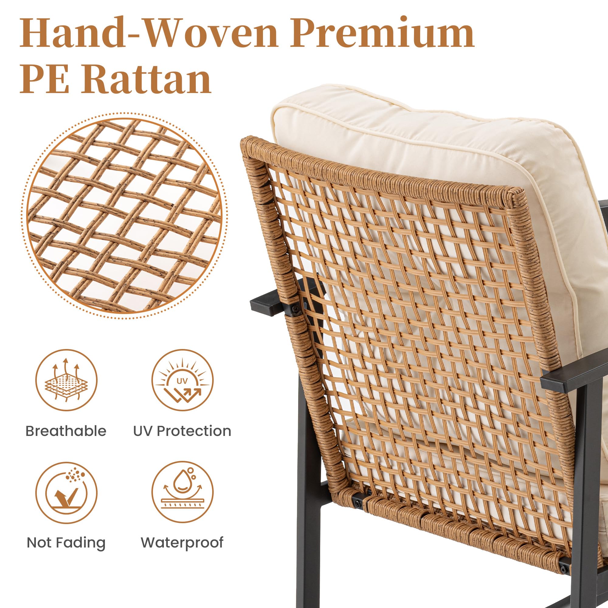 3-Piece Rattan Rocking Bistro Set