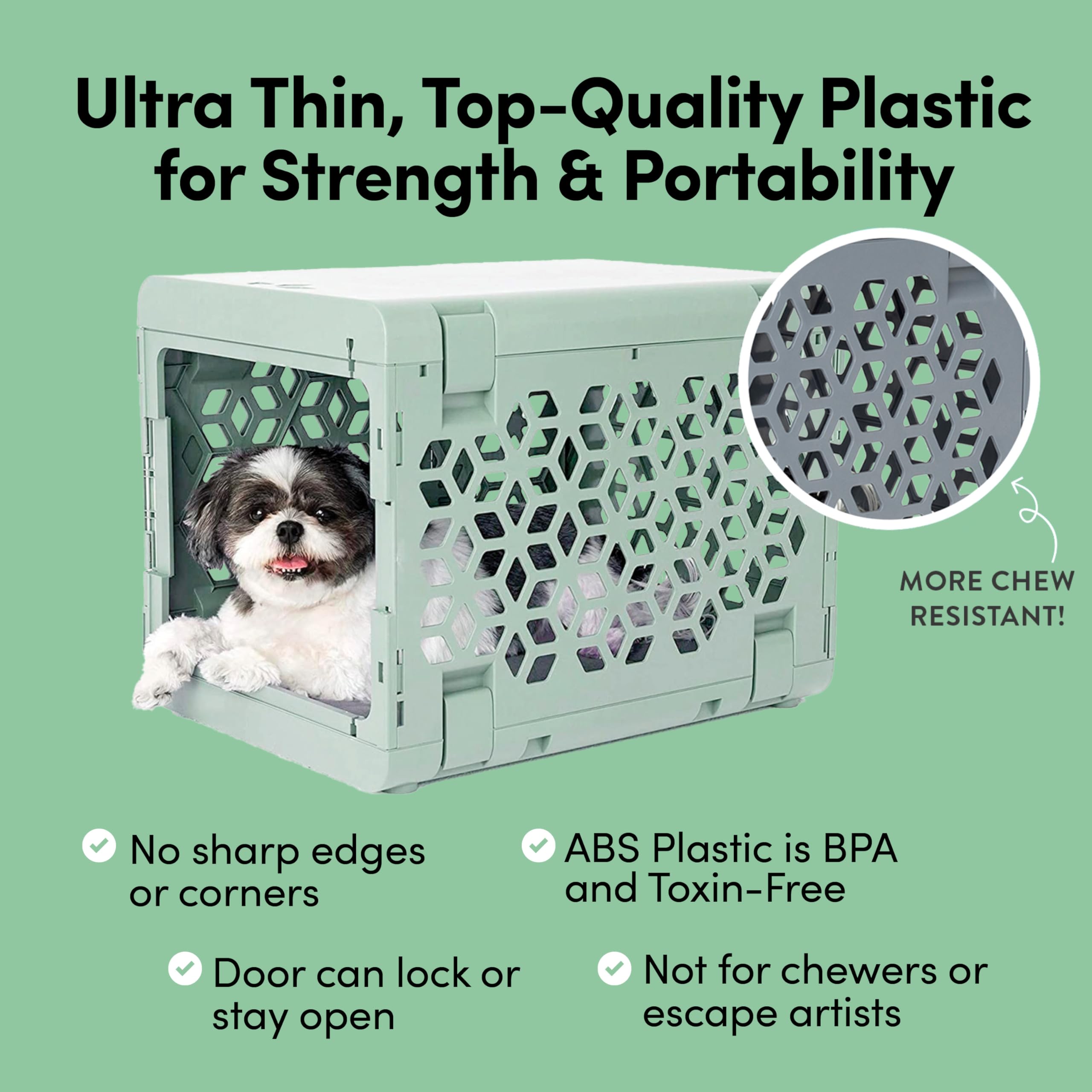 Collapsible Dog Crate with Washable Bed - Small White