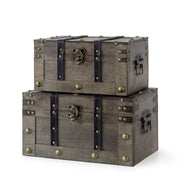 Antique Wooden Storage Trunks Set of 2