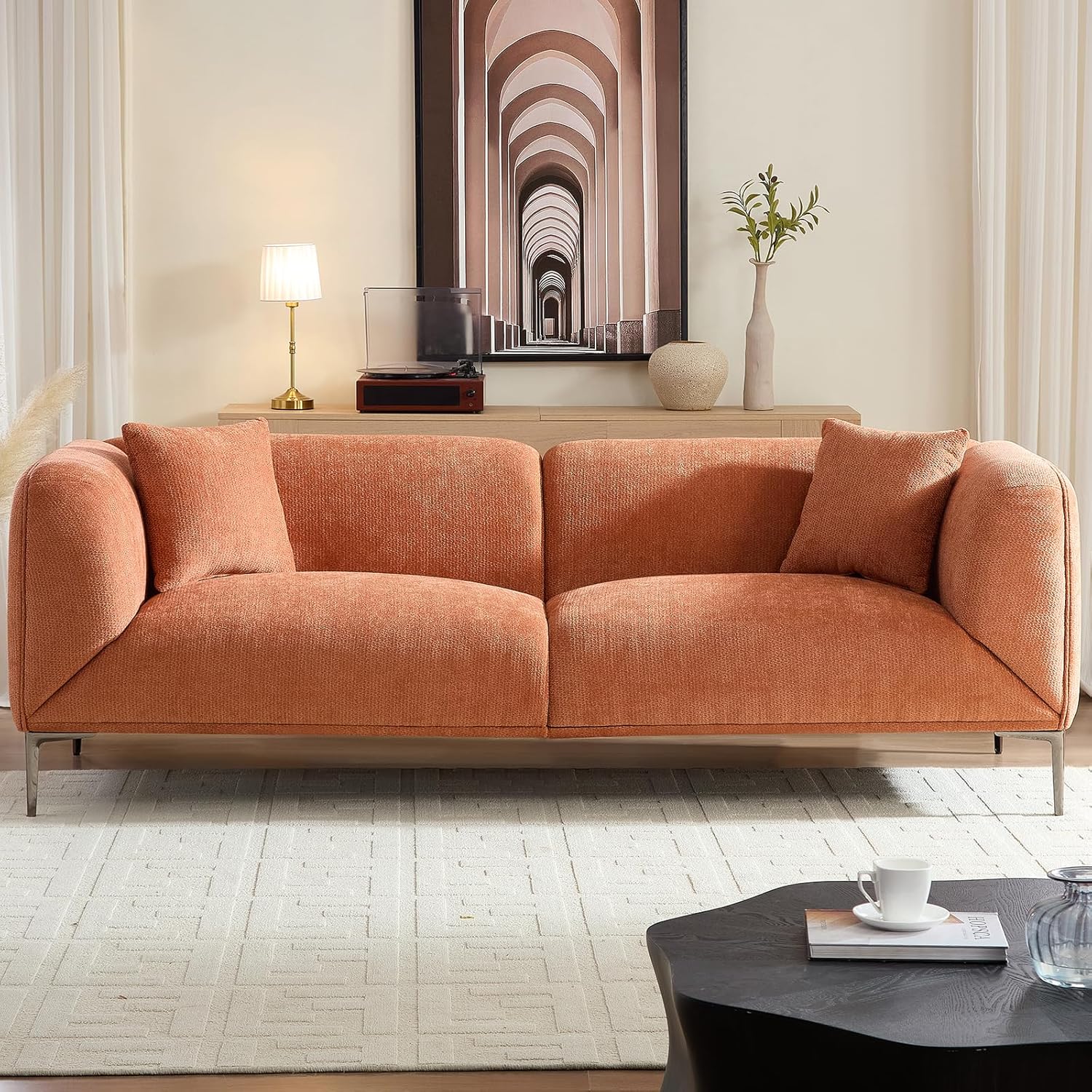 Modern Boucle 3-Seater Sofa with Deep Seats