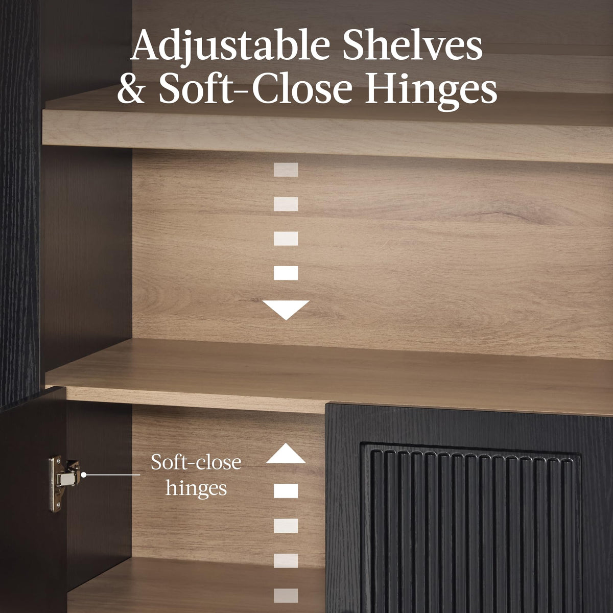 72-Inch Tall Arched Pantry Cabinet with Adjustable Shelves