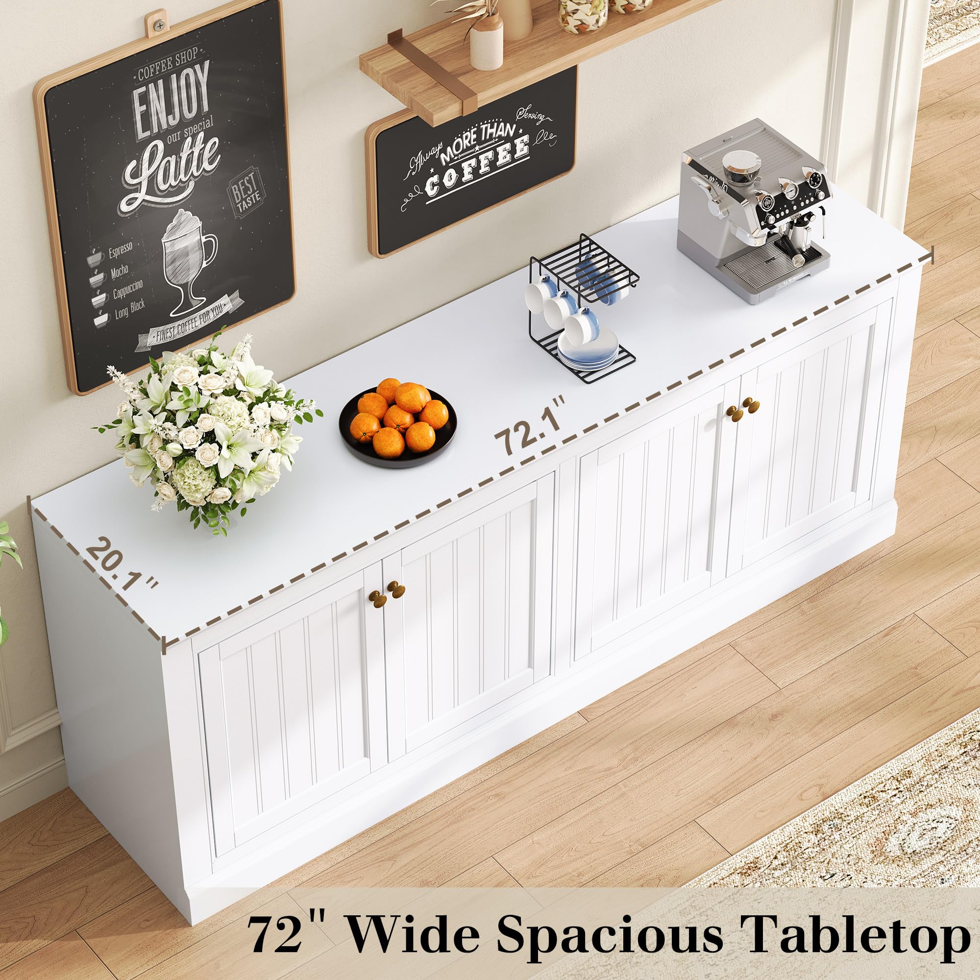 72" Farmhouse Sideboard Buffet Cabinet with Barn Doors