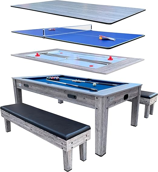 7.5-Foot 4-in-1 Multi-Game Swivel Table - Pool, Air Hockey, Table Tennis