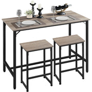 3 Piece Industrial Dining Table Set with Bar Stools