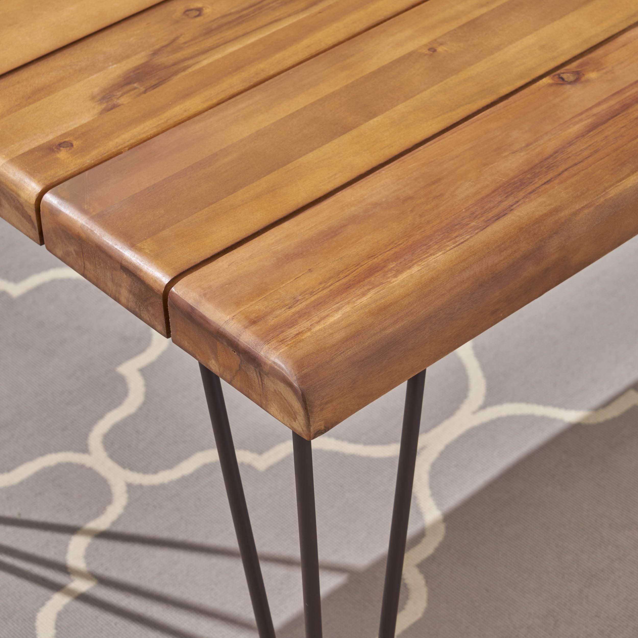 Outdoor Acacia Wood Dining Table with Hairpin Legs