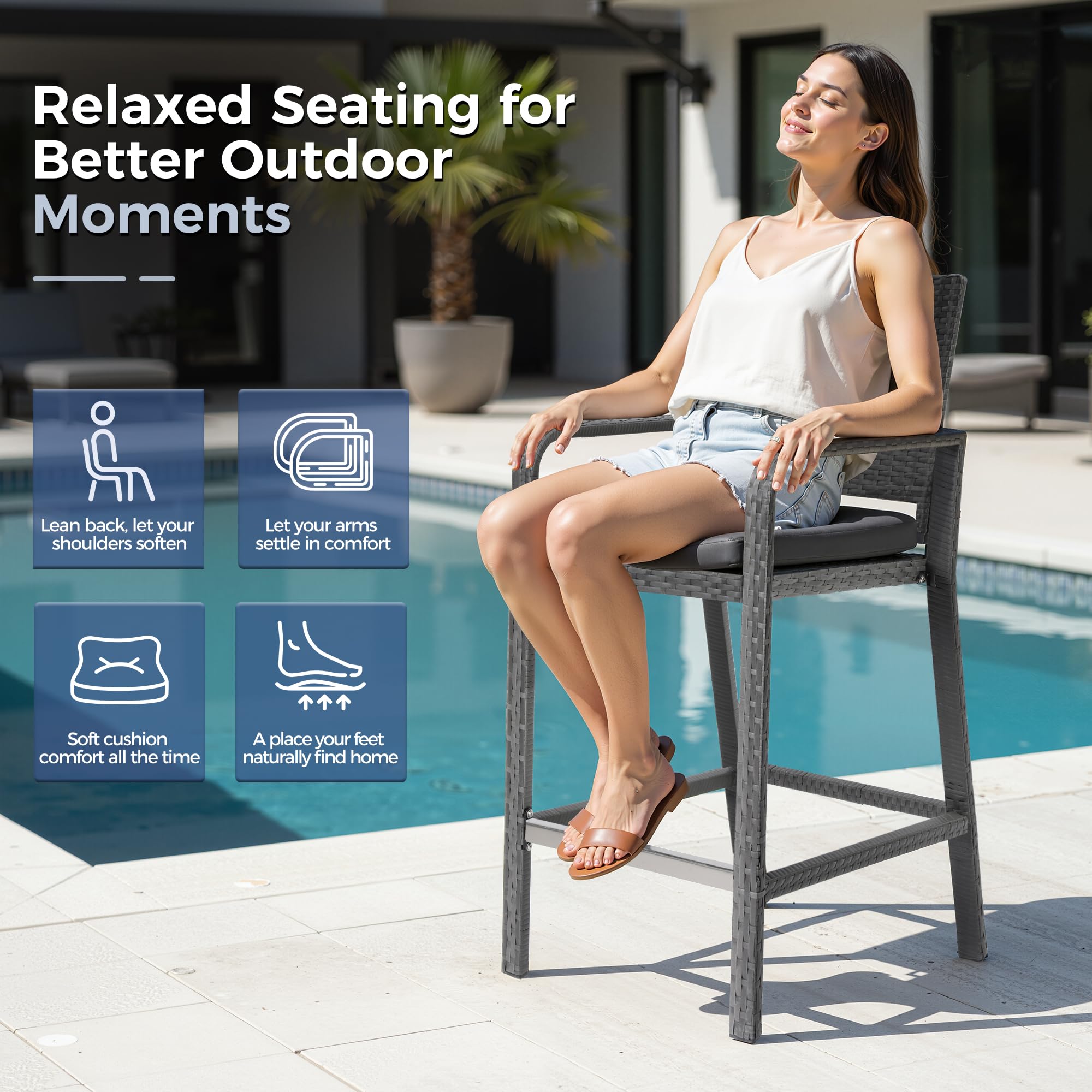 7-Piece Wicker Patio Bar Set with Storage