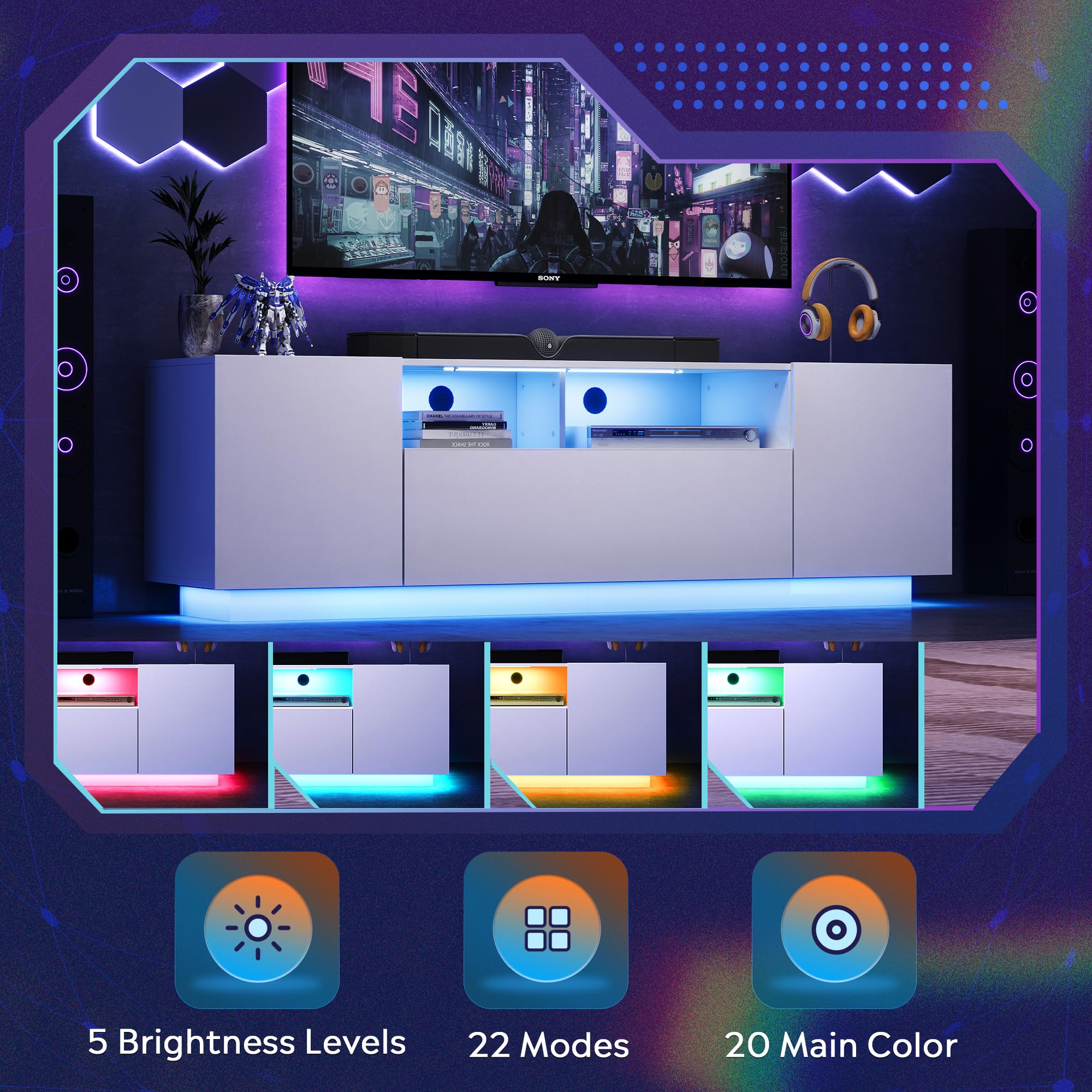 58" LED TV Stand with Storage