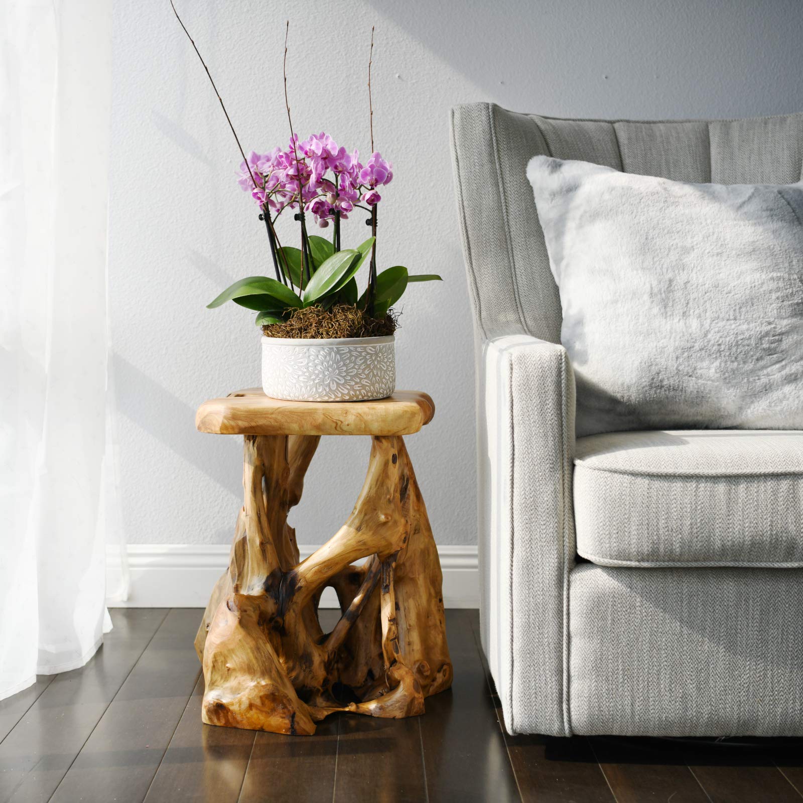 Natural Tree Stump Stool - 19" Live Edge Side Table