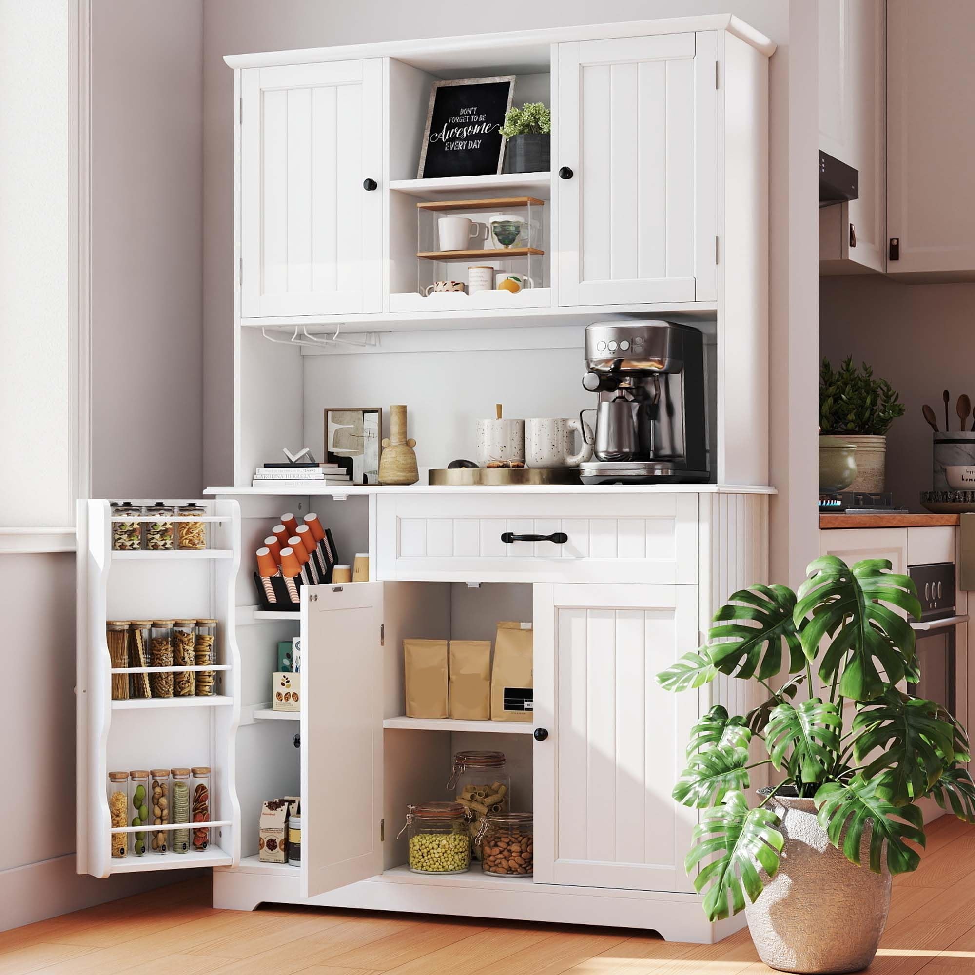 Kitchen Pantry Storage Cabinet with Doors and Shelves