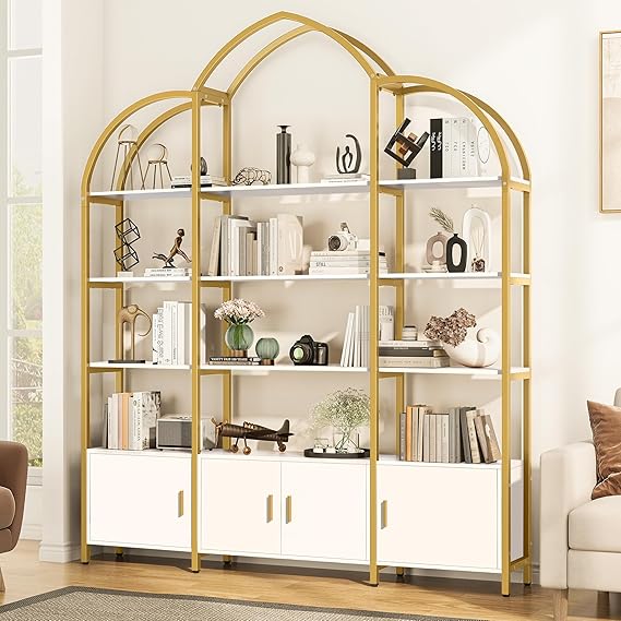 Arched Bookshelf with Storage