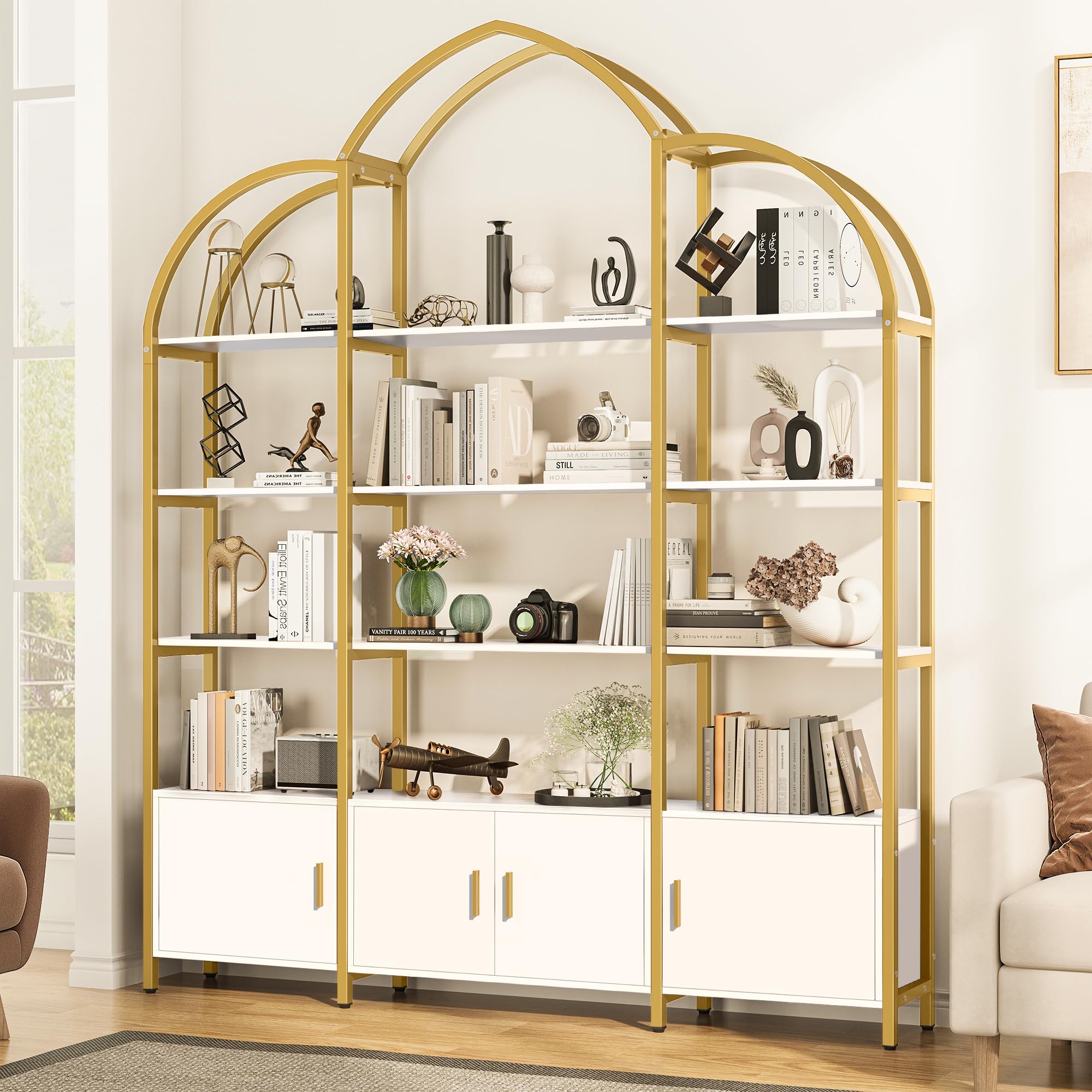 Arched Bookshelf with Storage