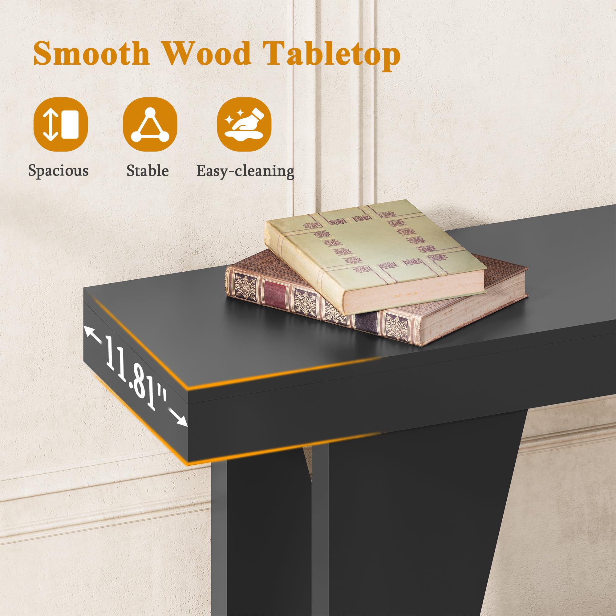 55-Inch Wooden Console Table with Storage