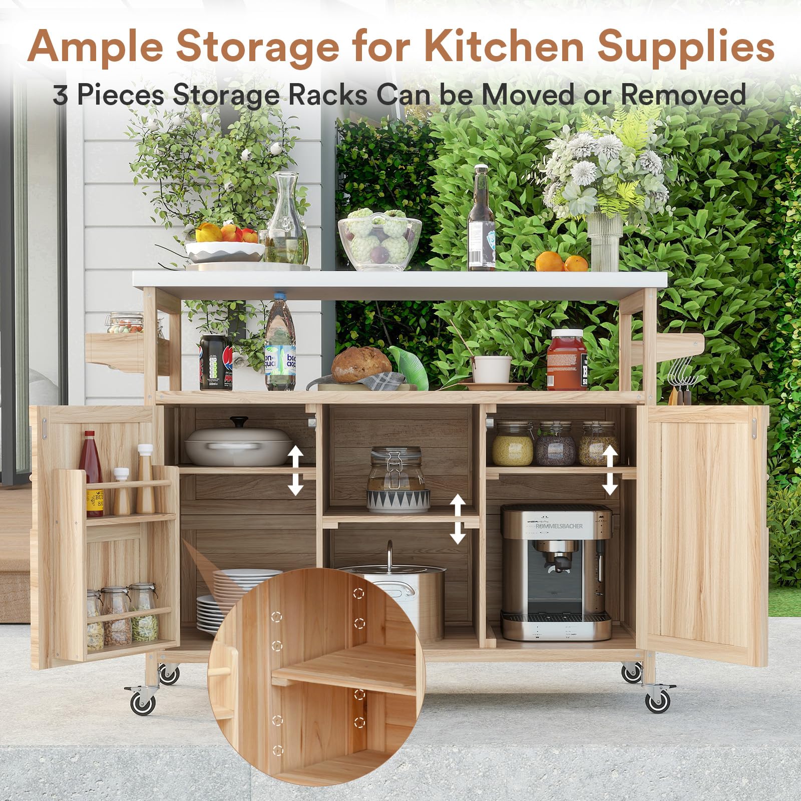 Outdoor Grill Cart with Storage and Stainless Steel Top
