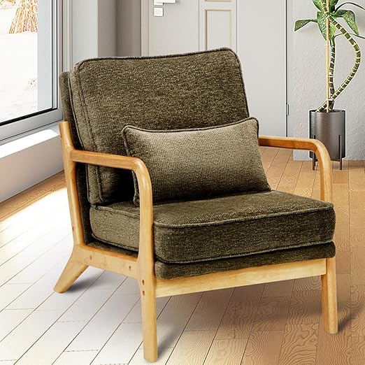 Mid-Century Accent Chair Set of 2 with Lumbar Pillow