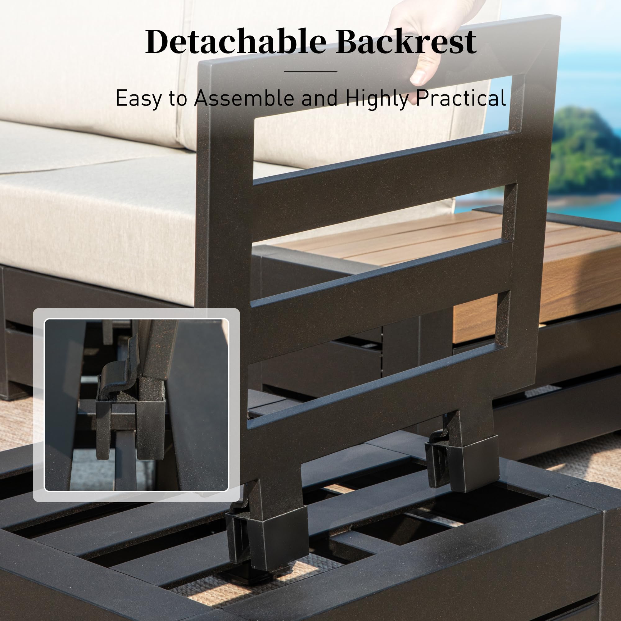 SUNSHINE VALLEY Upgraded 6-Piece Metal Patio Furniture Set with 5.9" Thick Cushion, Outdoor Sectional Furniture Conversation Set with Coffee Table & Side Table, Patio Modular L Shape Sofa for Backyard