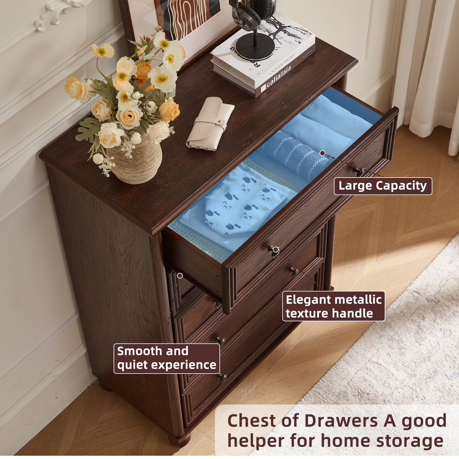 5 Drawer Dresser with Roman Column Design