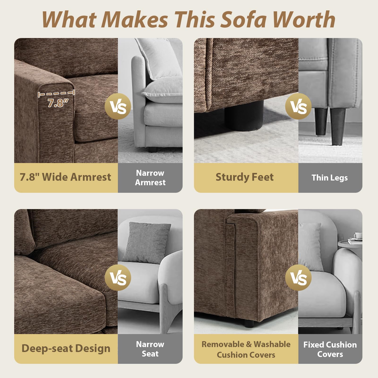71" Modular Chenille Loveseat Sofa