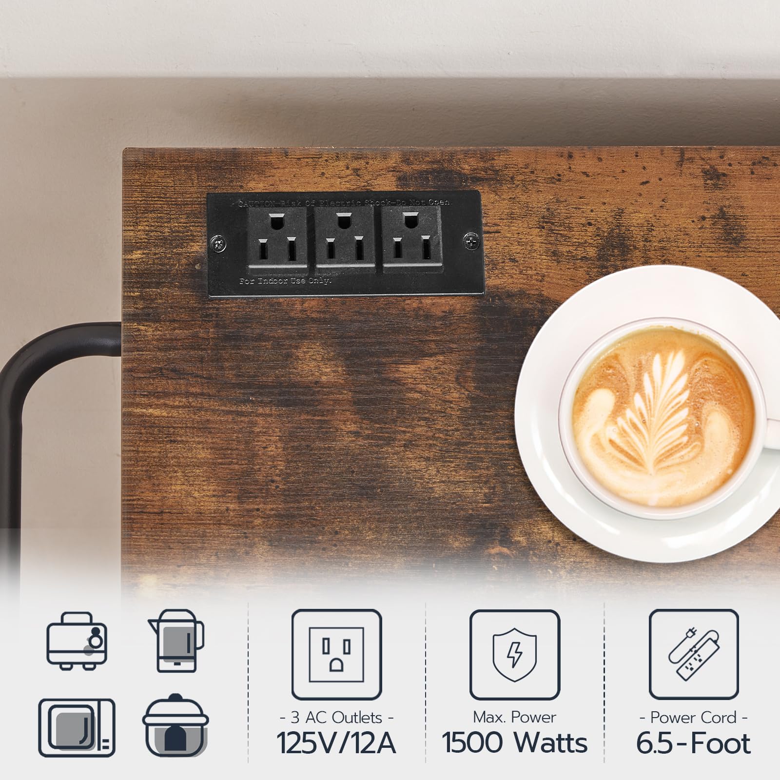 Rolling Kitchen Island with Power Outlet