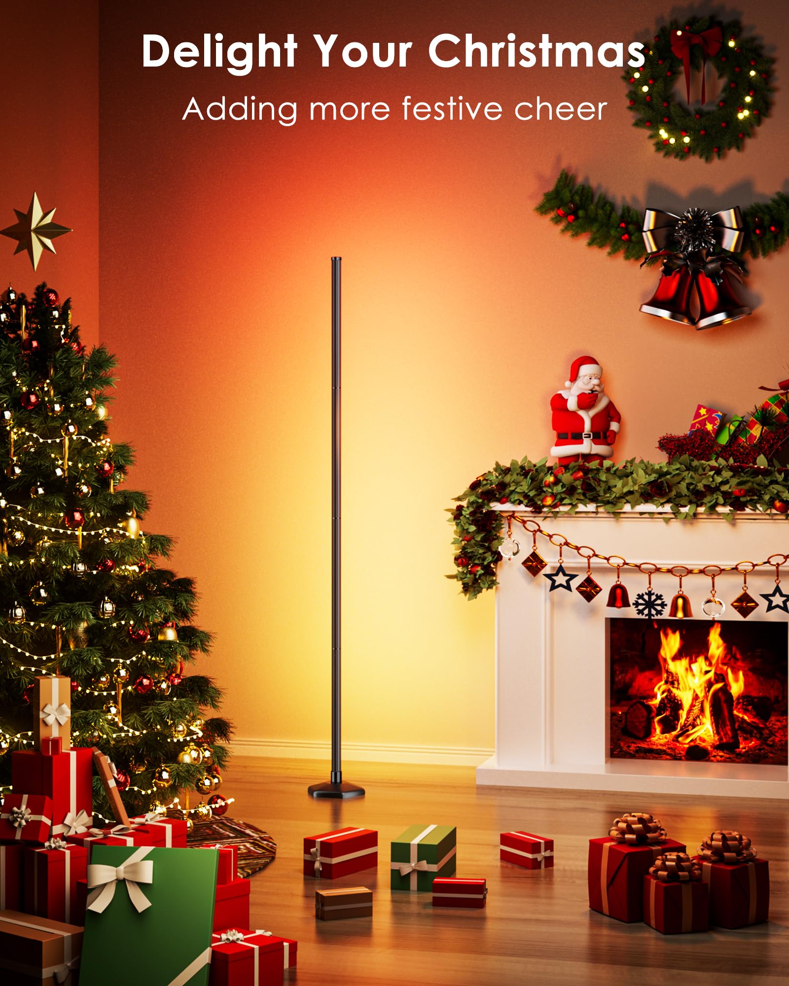 65" RGB Corner Floor Lamp with Music Sync and Remote Control