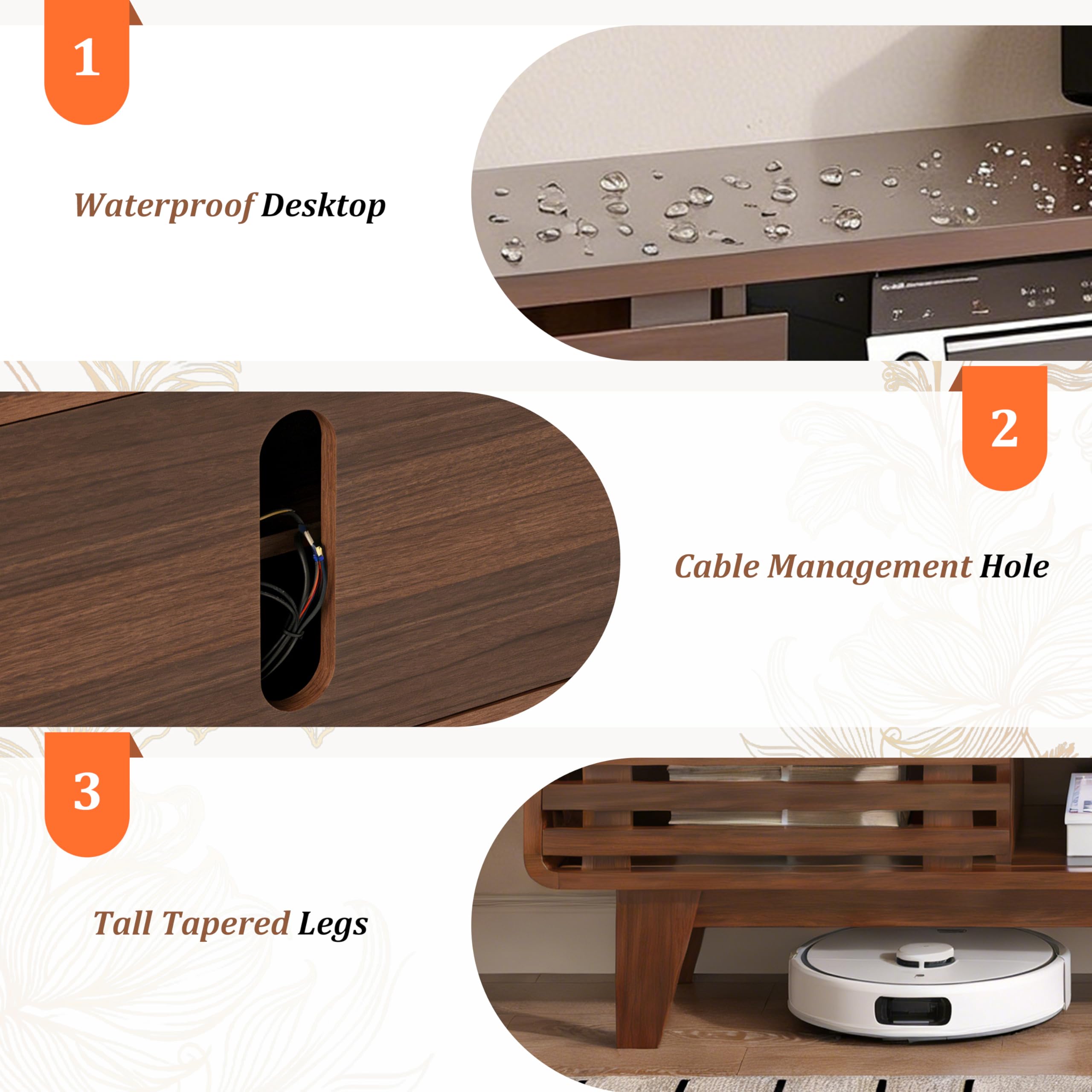 Luoxiao TV Stand for 55/60/65 inch TV Mid Century Modern Entertainment Center with Storage Shelves and Grille Sliding Doors, TV Media Console Television Stands for Living Room, Bedroom, Walnut