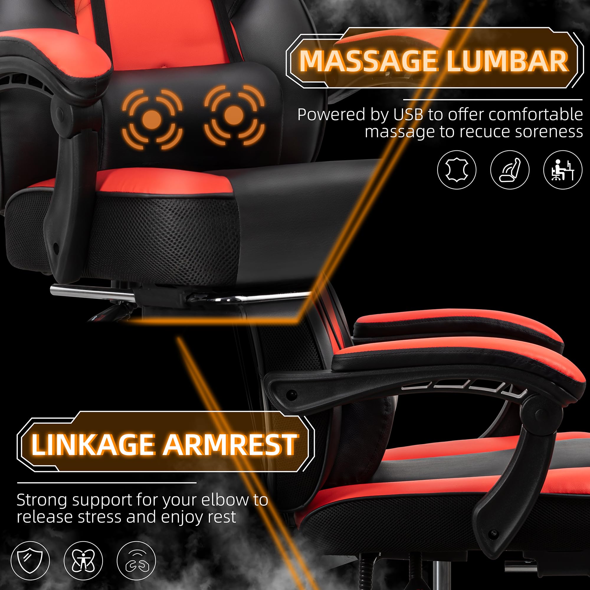 Ergonomic Gaming Chair with Footrest