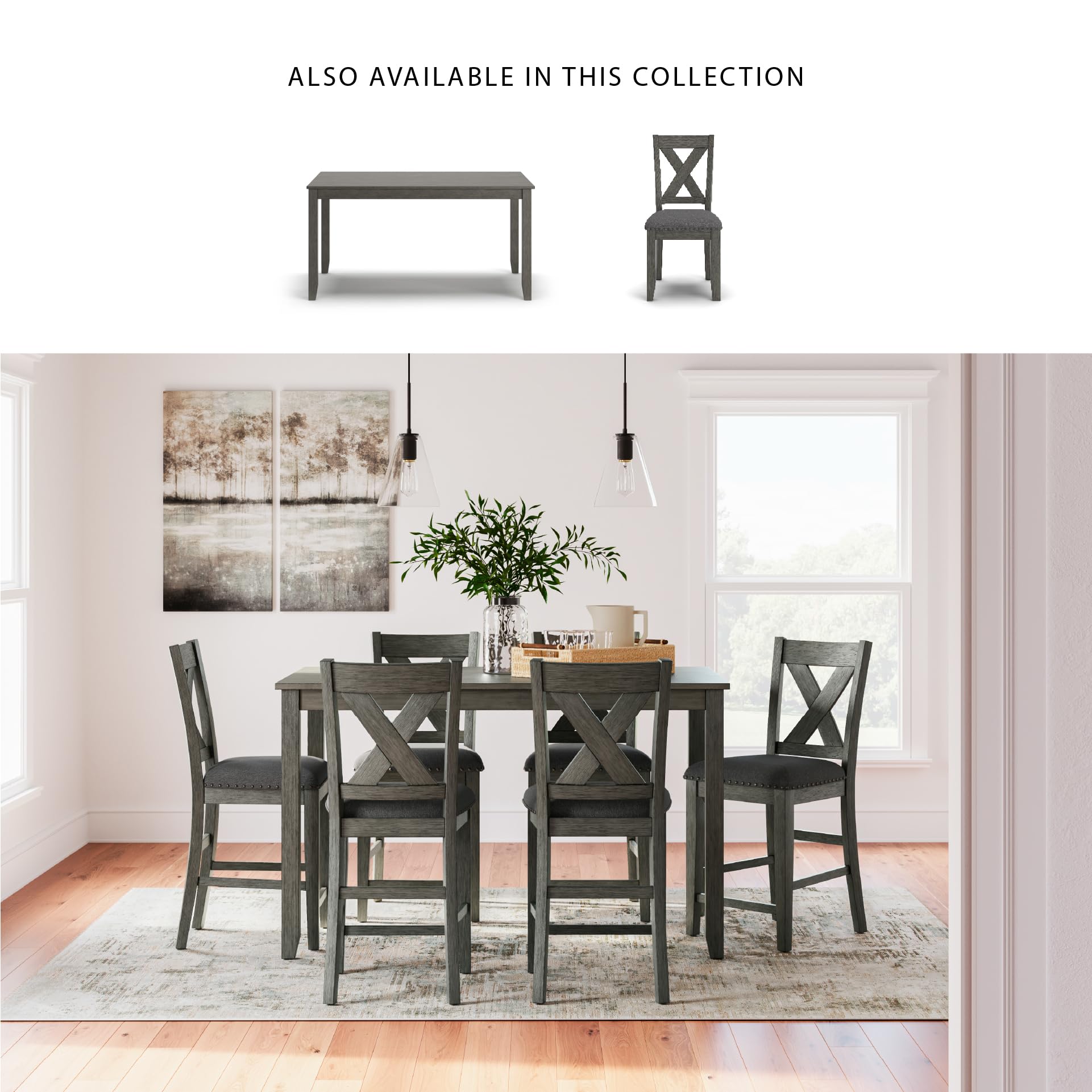 Counter Height Dining Set with Upholstered Stools