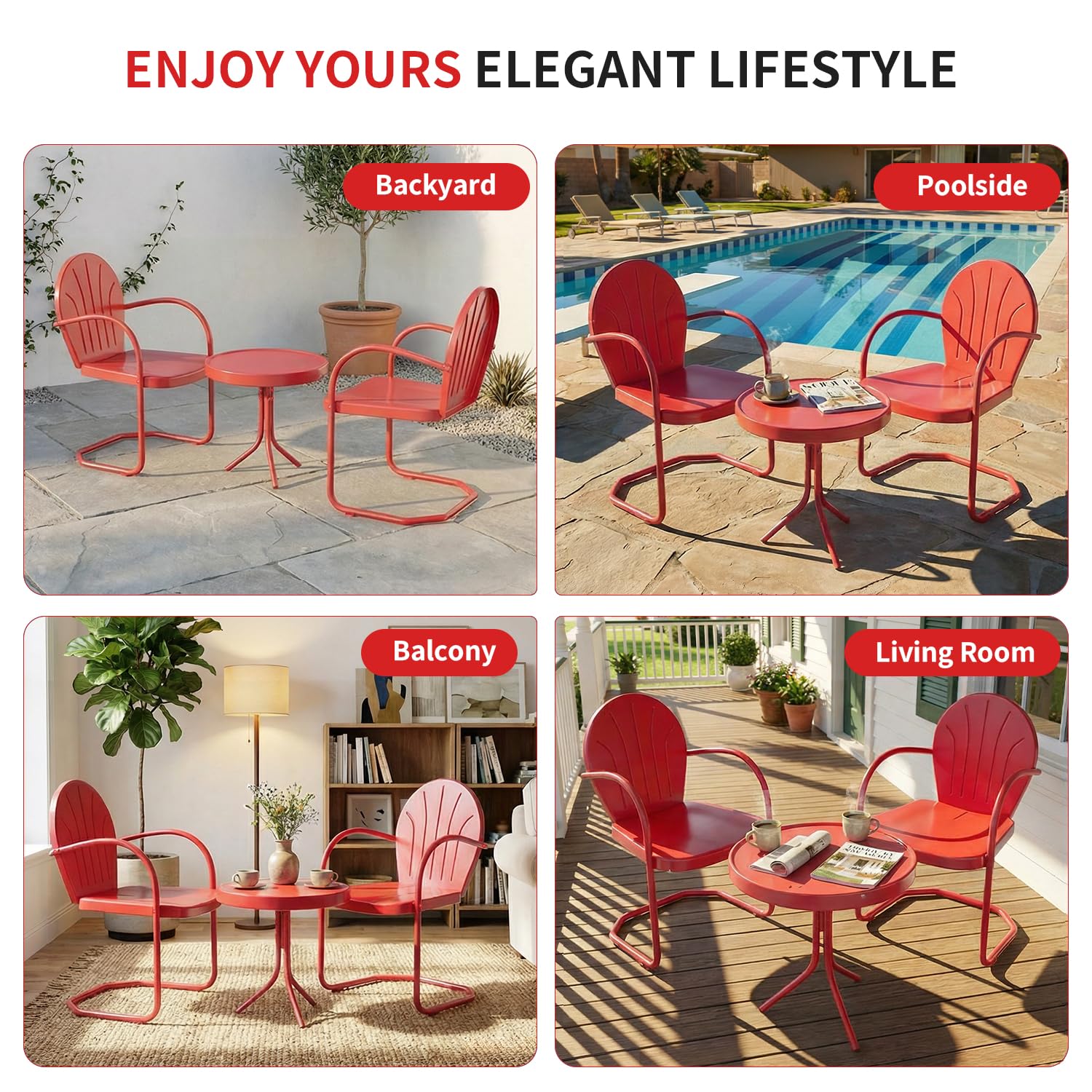 3 Piece Retro Metal Bistro Set