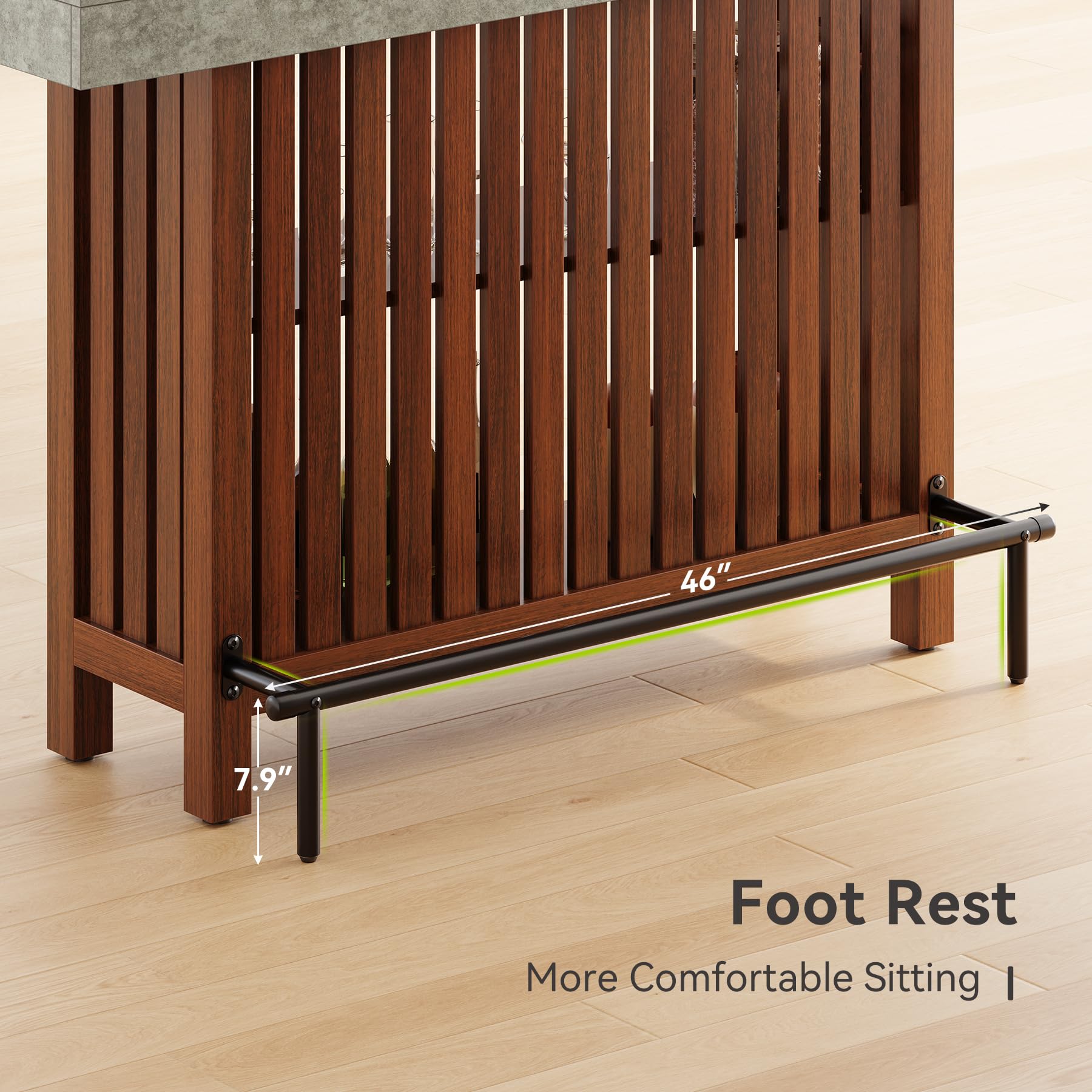 63-Inch Home Bar Table with 2-Tier Storage