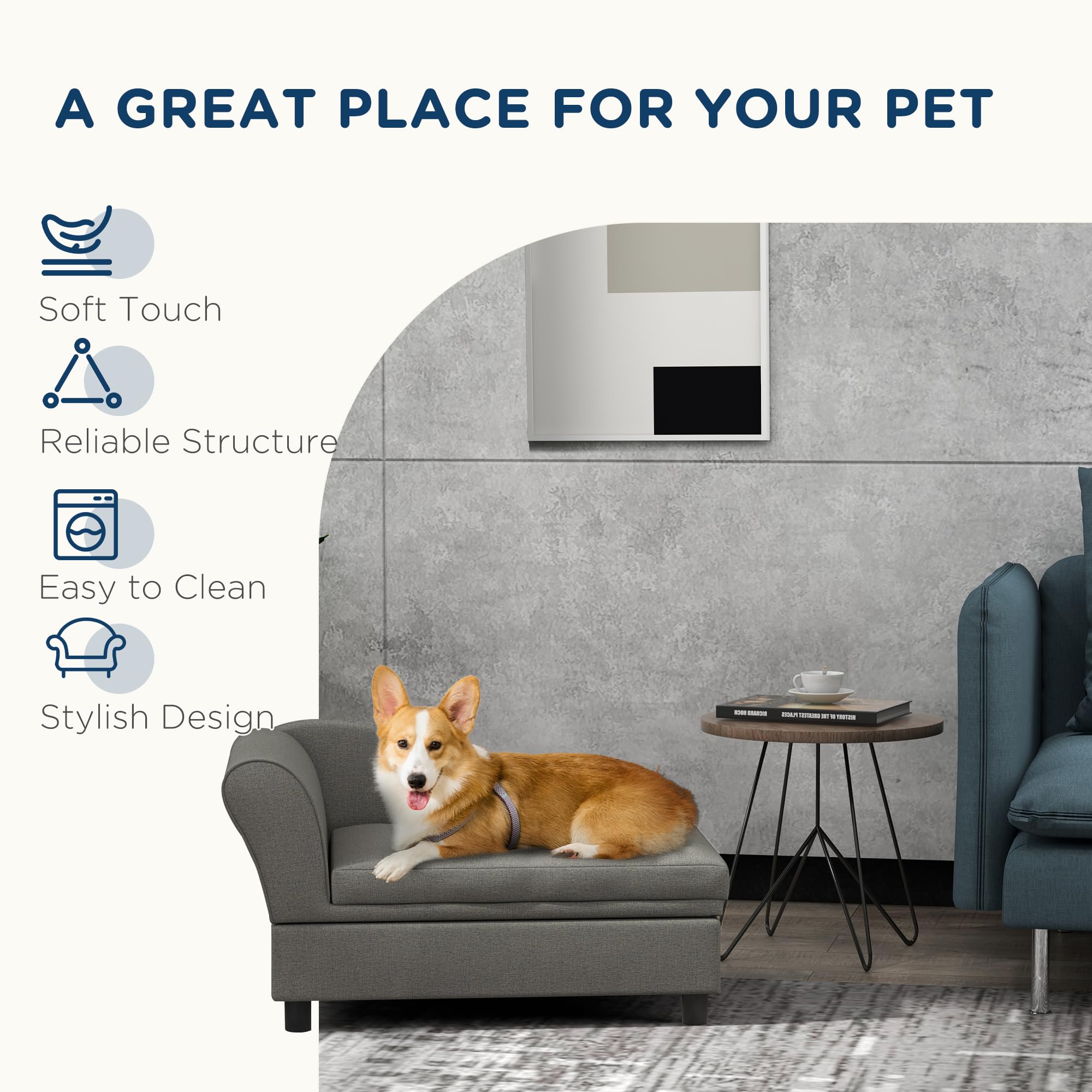 Pet Sofa with Storage for Small Dogs