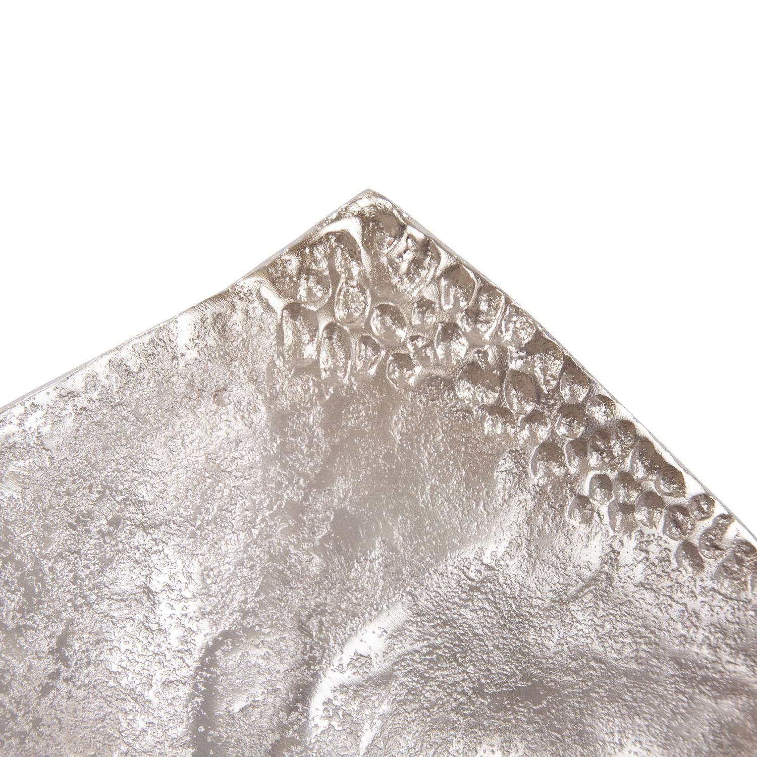 Champagne Silver Decorative Bowl with Hammered Pattern - 15.5 x 6 Inch