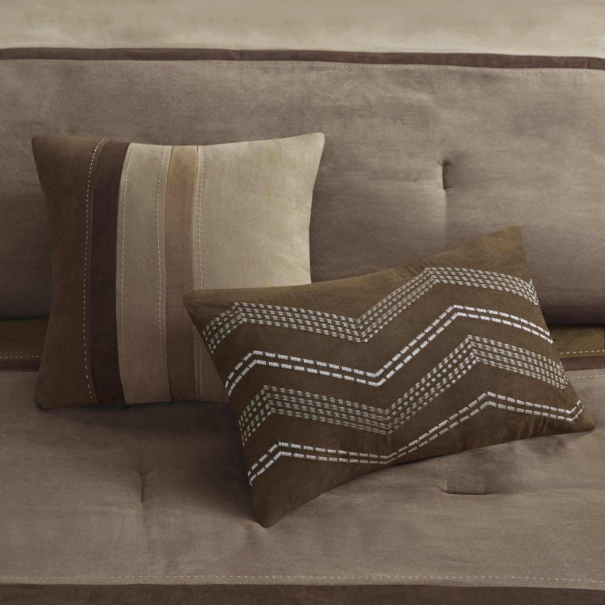 King Comforter Set 7-Piece Faux Suede