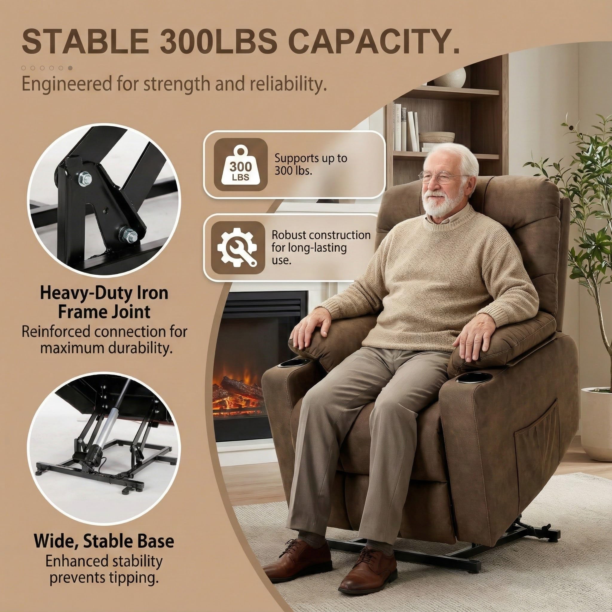 Power Lift Recliner Chair with Massage and Heat