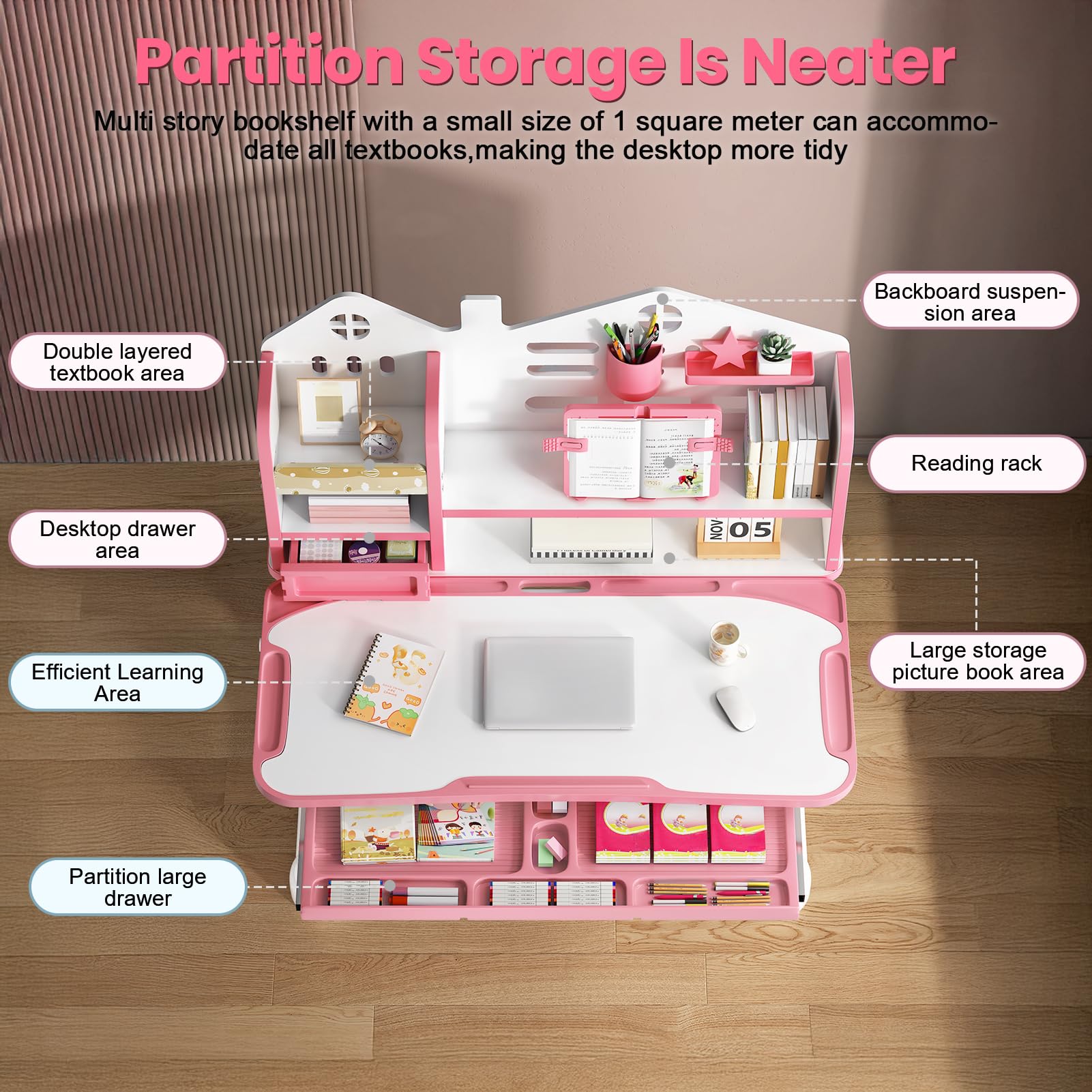 Height Adjustable Kids Desk and Chair Set